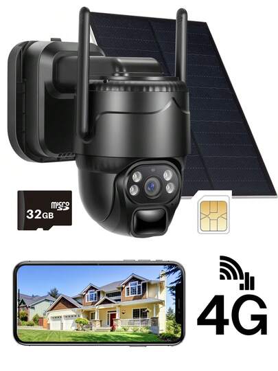 4G Wireless Solar Security Camera, Outdoor Security Camera, Solar Power, HD Live Video, App Control, Two-Way Audio, Ai Human Detection And Smart Motion Detection, Smart Alerts, Weather Resistance, Easy To Installation