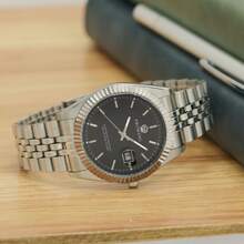 PROKING 1pc 40mm Men's Stainless Steel Calendar Quartz Watch, Business Waterproof Vintage Fashion Wristwatch, Suitable For Daily Decoration, Birthday Gift - Black - View 4