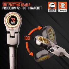 HORUSDY 18Piece FlexHead Ratchet Spanner Set Metric 6mm30mm Ratcheting Spanners Nickle Plating CrV Steel 72Tooth Flexiable Head With Tool Roll Organizer - GreyandGold - View 4