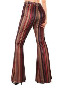 Unittype 5 Pcs 60s 70s Outfits Women Hippie Disco Costume Boho Flared Pant Peace Sign Necklace Earring Halloween Party - small - 查看 2