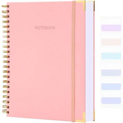 Graph Paper Notebook 8.5" X 11" Spiral Notebook 300 Page Hardcover Graphing Notebook For School Leather Notebooks For Work Engineering Thick Large A4 Grid Notebook 5 Squares 24Pcs Tabs Pink