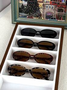 4pcs Women's Fashion Eyeglasses, Elegant For European And American Beach Party, Runway, Street Photography - 4PC Black Ash Black Tea Red Bean Flower Tea White Bean Flower Tea - View 1