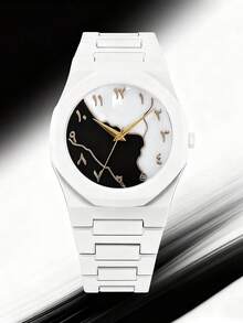 Unisex White Rubber Strap Quartz Watch, Sports Casual Style, Novel Design, Adjustable Strap, Round Dial With Rivets, Suitable For Daily Wear, Birthday Gift, Party, Holiday Gathering, Ideal Choice For Yourself Or Friends. (Box Not Included) - White - View 4