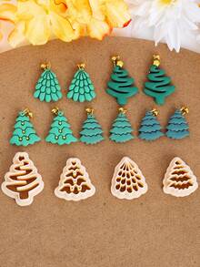 1/4pcs Christmas Tree Clay Cutter, Christmas Tree Pendant Clay Cutter, Christmas Clay Cutter, Fall Clay Cutters, Clay Earring Clay Tool, Polymer Clay Cutter For Jewelry Making - Clay Cutter - View 1
