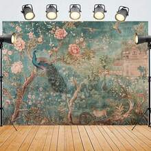 Jit 1pc Retro Peacock Animal Plant Flower Home Tapestry Wall Hanging, Suitable For Bedroom And Living Room Decoration Tapestry, Wall Hanging Fabric, With Free Accessories Included - 彩色 - 查看 2