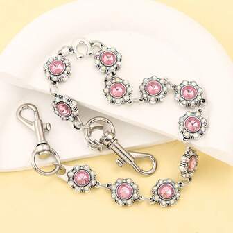 1 件男女通用珠宝配饰，时尚花卉宝石吊坠，适合装饰背包、包包、钱包，是送给女性、情人节的绝佳礼物