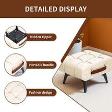 Portable Foldable Stool With Storage - Multi-Purpose Shoe Changing Bench, Ottoman Footstool With Waterproof Oily Waxy Skin Cover & High Rebound Sponge