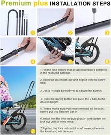 Bike Training Handlebar |   Ergonomic Push Assist Stabilizer For  Riding, 6-Level Height Adjustable, High Carbon Steel Frame - Quick-Install Design For Balance Bikes (5-12 Years)