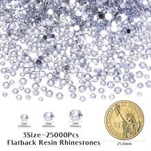 25000Pcs Clear Rhinestones For Bedazzling Kit, 3-5mm Resin Flatback Rhinestones Bulk Bedazzle Gems Diamonds For Crafts DIY Shoes, Clothing{"Color_name":"Clear"} - Clear - 查看 3