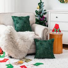 2pcs Quilted Plush Christmas Tree Pillow Covers, Christmas Style Suitable For Living Room, Bedroom, Sofa, All Seasons - Green - View 5