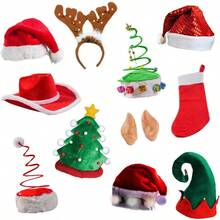 Christmas Hats 5 Pack Holiday Photo Booth Props Santa Hat Elf Hat Xmas Party Supplies