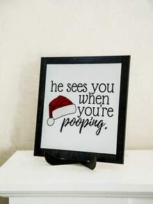 1 pieza Letrero divertido de Navidad para el baño, adorno de sombrero navideño para el tocador, decoraciones de escritorio festivas, decoraciones navideñas de estilo granja rústica, decoraciones navideñas para el hogar de invierno, decoraciones para fiestas navideñas, adecuado para sala de estar, dormitorio, baño