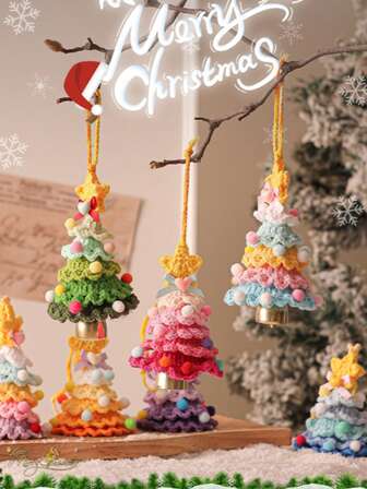 Cute Plush Christmas Ornaments, Crocheted Christmas Tree Decor, Christmas Car Hanging Decorations, Suitable For Christmas