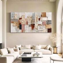 1 peça grande arte abstrata de parede texturizada decoração de parede sala de estar arte de parede pintura impasto moderna feita à mão arte em tela artes de parede, quadros, pintura em tela, presente ideal para decoração de quarto decoração de casa, decoração de banheiro, coisas, sem moldura 50x100cm/19,68x39,37 polegadas - Multicolorido - Ver 6