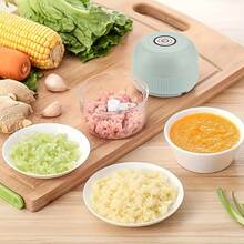 [Rechargeable Garlic Chopper] USB Rechargeable 250ml Electric Mini Garlic Chopper - Stainless Steel Blade, Round Cup, Safety Switch, 3600 RPM - For Ginger, Vegetables, And Meat Grinding