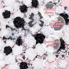 400pcs Acrylic Butterfly Bow Bear Flower Heart Crown Nail Charms Mixed Starry AB Nail Rhinestones Crystals Gems For Manicure Accessories Designs DIY Crafting Accessories (Heibaihudie){"Color_name":"100pcs-Heibaihudie"} - 100pcs-黑白蝴蝶 - 查看 6