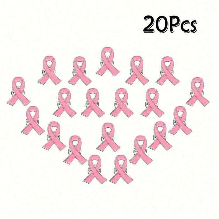 2/5/10/20 件乳腺癌宣传粉红丝带胸针服装装饰女士礼物 - 粉色 - 查看 18