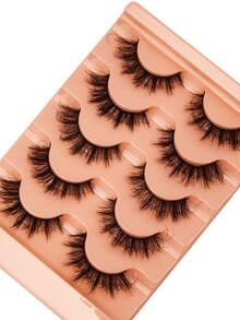 5 perechi/set Gene false 3D din nurcă, moi, pufoase și cu aspect natural, kit de machiaj pentru alungirea și scurtarea genelor, gene tip bandă, gene, gene false