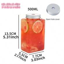 500ml Square Transparent Plastic Juice Bottle, Suitable For Fresh Packaging, With Aluminum Cap - Multicolor - View 7