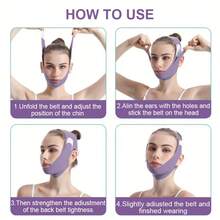 2pcs V-Face Double Strap Compression + Silicone Trainer, Face Lifting Band, Beauty Double Chin Shaper, Elastic Breathable Purple - Purple - View 5
