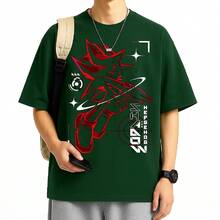 Shadow Soniic T-Shirt Cartoon Video Game Geek Game Unisex Male Female 100% Cotton Premium Top Streetwear Launch Immediate Shipping Various Colors!! Plus Size - 軍綠色 - 查看 1