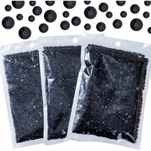 25000Pcs Black Rhinestones For Bedazzling Kit, 3-5mm Resin Flatback Rhinestones Bulk Bedazzle Gems Diamonds For Crafts DIY Shoes, Clothing{"Color_name":"Black"} - الأسود - مشاهدة 1