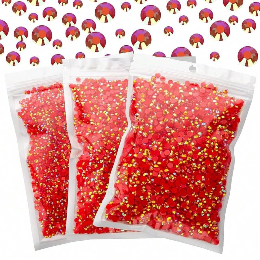 25000Pcs Red AB Rhinestones For Bedazzling Kit, 3-5mm Resin Flatback Rhinestones Bulk Bedazzle Gems Diamonds For Crafts DIY Shoes, Clothing{"Color_name":"RedA/B"} - 紅A/B - 查看 1
