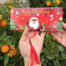 Santa Claus Dollar Red Envelope Money Box With 10 Card Slots, Specially Designed For Christmas Parties. It Features A Main Red Color Match With Gold Christmas Elements (Snowflakes, Stars, Santa Claus). There Are 10 Independent Card Slots To Hold Dollar Bills, Made Of Thick Plush/Velvet-Like Material With Christmas Patterns Embroidered On The Edges. It Is Suitable As A Gift Bag Or Holiday Blessing, Full Of Ceremony And Surprise.