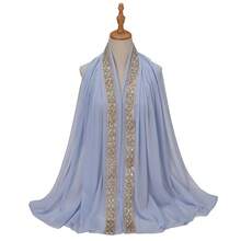 1pc Spring/Summer New Arrival Elegant Women's Breathable Chiffon Modest Sequin Lace Headscarf - Multicolor - View 11