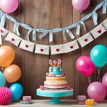 2 Strings Valentine's Day Bow Garland Charming Love Envelope Hanging Banner For Wedding Home Holiday Decor - 藍色 - 查看 3