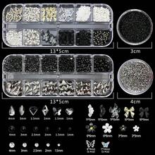 4 Boxes Dark Nail Gems Bow Flower Nail Charms For Acrylics - Irregular Crystals, Nails Rhinestone & Accessories For Women Nails Art Design Nails Decor(Dark){"Color_name":"Colorful-23"} - 彩色-23 - 查看 8