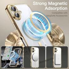 Funda Magntica para 17 6.3 Pulgadas, Proteccin Completa Lente Cmara, Compatible con, Marco TPU Suave Galvanizada con Respaldo PC Dura Claro Oro - Oro - Ver 4