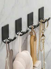 2pcs Wall-Mounted Razor Holder, Shaving Razor Hook, No-Drill Stainless Steel Razor Holder, Waterproof Self-Adhesive Stainless Steel Holder With Elegant Style, Suitable For Bathroom, Kitchen, School, Dormitory And Apartment. Space-Saving Bathroom Storage Rack, Durable Plastic Razor Storage Rack, And Space-Saving Easily Solve The Messy Problem Of The Wash Basin, Bathroom Accessories, Room Decor - Multicolor - View 11