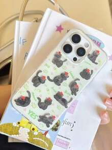 1pc Cute Cartoon Cat Design Phone Case, Suitable For IPhone 17 Pro Max, 15, 16 Pro Max, 14 Pro, 13 Pro Max, 13/14, Shockproof, Girly Style