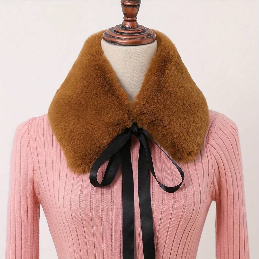 1pc Women Faux Fur Collar, Ideal For Coats & Down Jackets, Autumn/Winter - Multicolor 2 - View 1