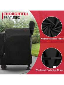 Cubierta para parrilla de pellets Unicook compatible con la serie Traeger Pro 22 y Pro 575, cubierta para parrilla BBQ resistente al agua y de uso pesado, protector para ahumador de madera para exteriores resistente a la intemperie, color negro - Serie 22 - Ver 3