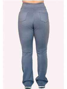 Neoprene Flare Pants With Cero Pocket, Transparency, High Waist - 深灰色 - 查看 3