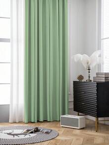 1pc Light Gray Blackout Curtain, Thermal Insulated Blackout Curtain Blocks UV Rays, Suitable For Living Room, Bedroom, Darkens Room In Power Outage, Autumn/Winter