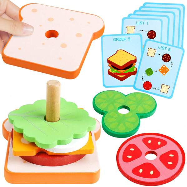 Wooden Sandwich Sorting Stacking Toys Educational Toys Fine Motor Toys For Christmas, Birthday Gifts