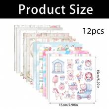 12/24/36PCS Cartoon Warm Childhood Fun Scrapbook Paper Pad, 5.9*5.9inch Single-Sided Cartoon Animal Scrapbook Paper For Gift Wrapping, DIY Album Planner Decorative, Paper Craft Supplies - Multicolor - View 10