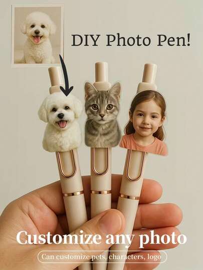 Personalized Photo Ballpoint Pen, DIY Christmas Gift! DIY Photo Custom Motivational Ballpoint Pen, Acrylic Pet Photo Printing, Perfect For Back-To-School Exam Stationery Supplies, Christmas Decorations And Valentine's Day Gifts