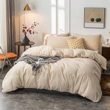 Ultra Soft 100% Cotton Solid Color Dusty Pink Queen Duvet Cover Set With Zipper Closure - 3 Pieces,  In 2025 - 米色 - 查看 2