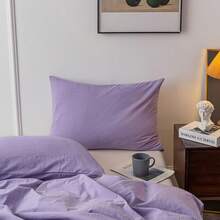 Ultra Soft 100% Cotton Solid Color Dusty Pink Queen Duvet Cover Set With Zipper Closure - 3 Pieces,  In 2025 - Purple - View 5