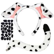 Dalmatian Dog Ears Headband Halloween Headband Dalmatian Dog Ears Adult With Tail Felt Sticker Halloween Costume Accessories Party Supplies