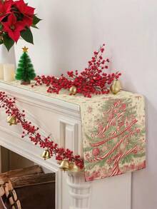 1 Stück Weihnachtsbaum Tischläufer, Weihnachtlicher dekorativer Tischläufer, Weihnachtlicher leinenähnlicher Tischläufer, Tischläufer, Tischläufer, 1 Stück Tischläufer, 4 Stücke Tischsets, 1 Stück Kissenbezug, 3 Produkte erhältlich, saisonale Heimdekoration für Innen-/Außenpartys, Winterliche Heimdekoration, Weihnachtsdekoration, Weihnachtszimmer Dekoration, Weihnachtsparty Dekoration - Verschiedenfarbig - Übersicht 3