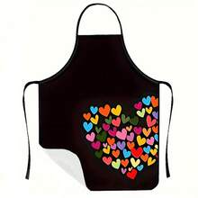 1pc Heart-Shaped Apron, Adjustable Tie, Letter Print Design, Fashionable Home Kitchen Wear, Suitable For Cooking And Baking, Great Gift - Multicolor - View 5