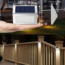 6 piezas/2 piezas Luces solares para valla - Luces solares impermeables para exteriores, luces solares para cubierta, luces de escalera impermeables, luces de pared de acero inoxidable para escalones, senderos, patio, jardín, blanco cálido, blanco frío, regalo de Navidad, regalo de Año Nuevo, regalo para la abuela, mamá, papá - Multicolor - Ver 4