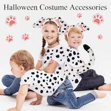 Dalmatian Dog Ears Headband Halloween Headband Dalmatian Dog Ears Adult With Tail Felt Sticker Halloween Costume Accessories Party Supplies
