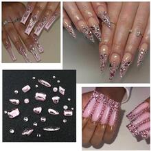 4 Boxes Pink Nail Gems Bow Flower Nail Charms For Acrylics - Irregular Crystals, Nails Rhinestone & Accessories For Women Nails Art Design Nails Decor(Pink){"Color_name":"Colorful-18"} - 彩色-18 - 查看 5