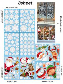 Nuevos 43 piezas de pegatinas de ventana con copos de nieve navideños, pegatinas de calcomanías navideñas - Decoración de calcomanías navideñas Vacaciones Copos de nieve Papá Noel Renos Muñeco de nieve Calcomanía, Pegatinas de decoración navideña, Decoración de cola de vacaciones - Multicolor - Ver 14